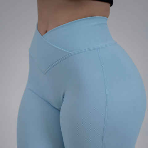 Ember Ribbed Vbelt Leggings(Sky blue)