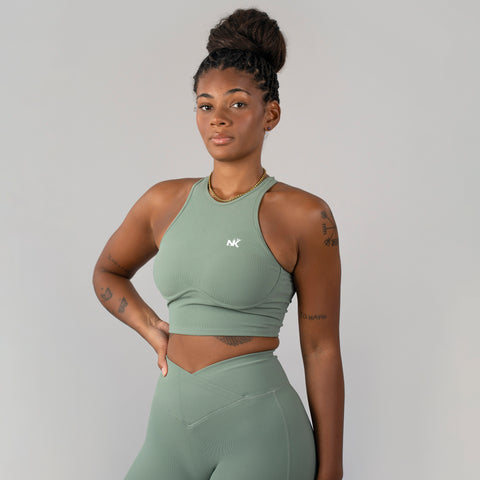 Ember Ribbed Top Mint Green