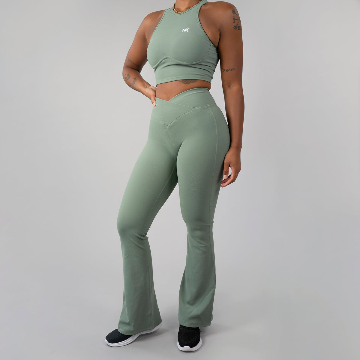 Ember Ribbed Vbelt Leggings Mint Green