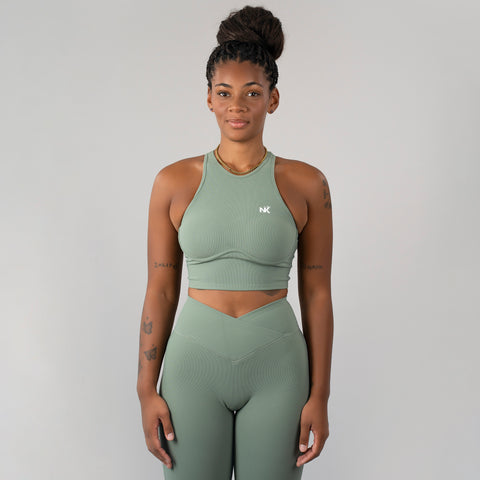 Ember Ribbed Top Mint Green