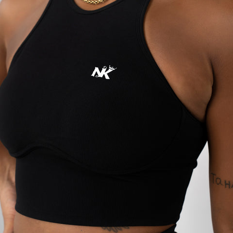 Ember Ribbed Top Black