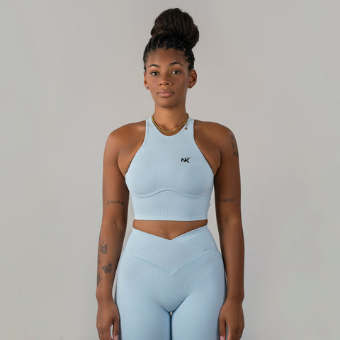Ember Ribbed Top Light Blue