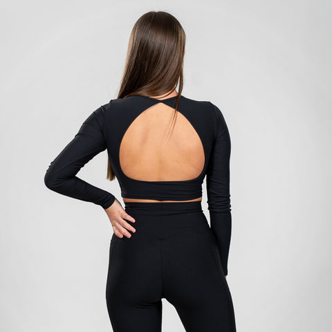 Lucia - Onyx Ribbed Crop Top