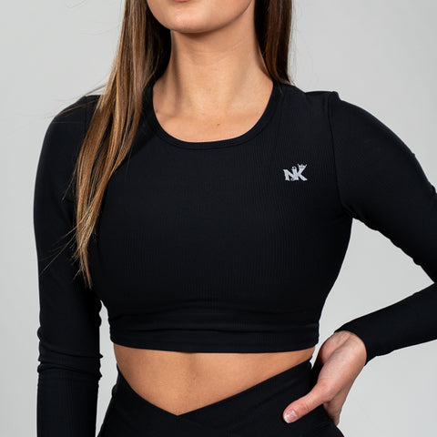 Lucia - Onyx Ribbed Crop Top